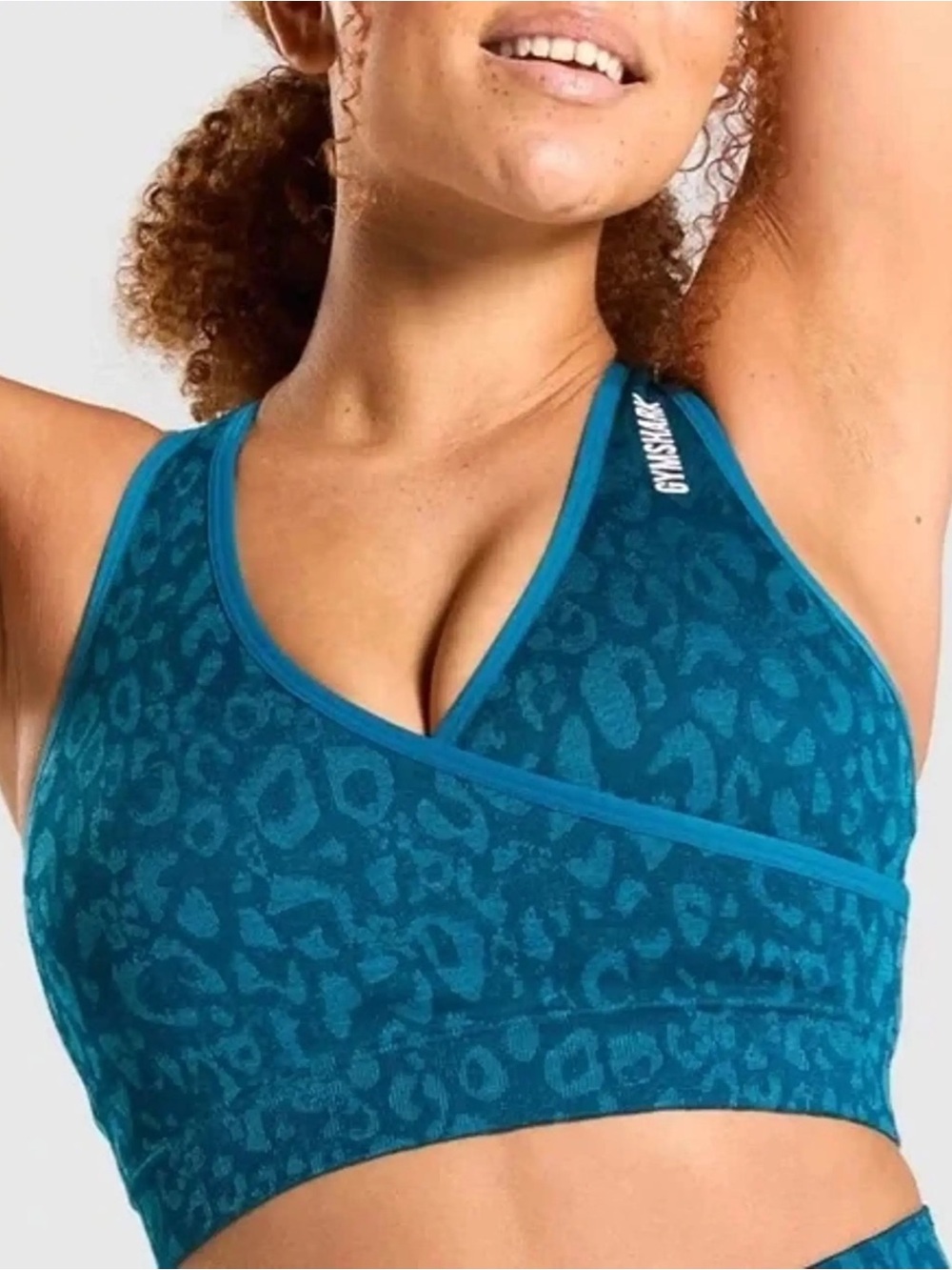 Gymshark Adapt Animal Print Bra Teal